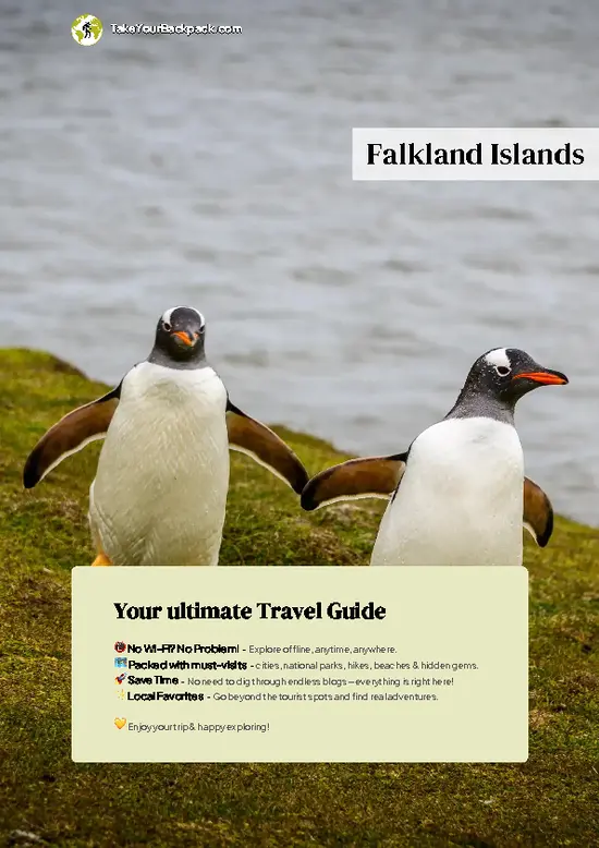 example page 0 from our offline Travel Guide for Falkland Islands